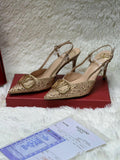 V Buckle Crystal Heels For Women