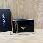 PRDA Brushed Leather Triangle Logo Wallet
