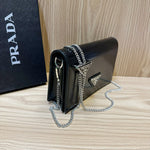 PRDA Brushed Leather Triangle Logo Wallet