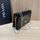 PRDA Brushed Leather Triangle Logo Wallet