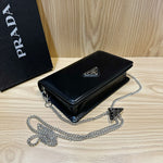 PRDA Brushed Leather Triangle Logo Wallet