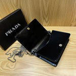 PRDA Brushed Leather Triangle Logo Wallet