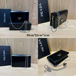 PRDA Brushed Leather Triangle Logo Wallet