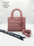 CD Lady Dior Bag In Matte Leather 24cm