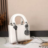 Lady Dior Python Silver Diamond Hardware Mini Chain Bag 17cm