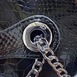 Lady Dior Python Silver Diamond Hardware Mini Chain Bag 17cm