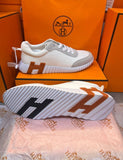 H Bouncing Leather & Fabric Material Sneakers For Men