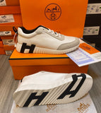 H Bouncing Leather & Fabric Material Sneakers For Men