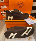 H Bouncing Leather & Fabric Material Sneakers For Men