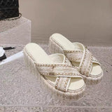 Luxury Women Wedge Slippers CH - Saadstore