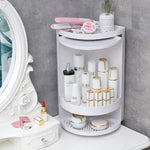 360 Rotating Corner Shelves, Storage Cabinet, White Multi Layer Storage Rack Organizer for Bathroom Countertop Bathtub Toilet Table