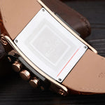 Leather Strap Rectangular Dial Men Waterproof Watches - Saadstore