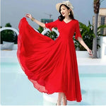 Office lady short-sleeved dress fashion elegant empire V-neck slim  women's clothing - Saadstore