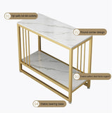 Modern Marble Slim Side Table with Storage Shelf – Stylish End Tables for Living Room and Space - Saving Sofa Tables (Size:65 * 28 * 55cm,) - Saadstore
