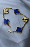 5 Motif Bracelet Agate Blue With Gold By VCA - Saadstore