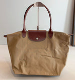 Longchamp Large Tote Bag In Canvas Leather - Saadstore