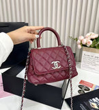 CH Coco Top Handle Small Caviar Leather Bag - Saadstore