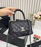 CH Coco Top Handle Small Caviar Leather Bag - Saadstore