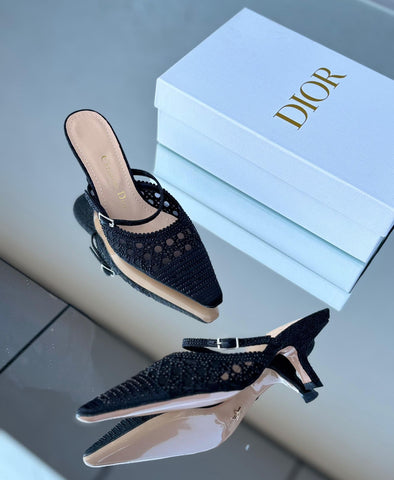 C.D Embroidered Mesh Capture Heels - Saadstore