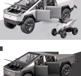 Tesla Cybertruck Pickup With Motorcycle Alloy Car Model Diecast Toy Vehicle Sound and Light Simitation Cars Model Toys Gift - Saadstore