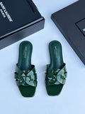 Patent Leather Flat Slippers By YSL - Saadstore