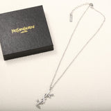 YSL Logo Vintage Yves Pendant Necklace Set - Saadstore