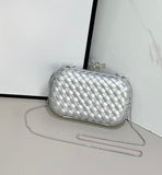 Knot Minaudiere Clutch with Chain in Intreccio Calfskin By Bottega Veneta - Saadstore