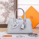 H Leather Bag Silver Hardware 25cm - Saadstore