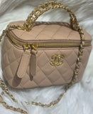 CH Letter Leather CC Vanity Case Bag With Mirror - Saadstore