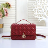 CD Dioramour Top Handle Shiny Leather Bag 24cm - Saadstore