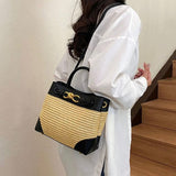 Bottega Veneta Andiamo Tote Bag In Rafiia & Leather - Saadstore