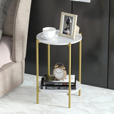 2 - Tier Coffee End Table with Gold Steel Frame - Saadstore