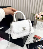 CH Coco Top Handle Small Caviar Leather Bag - Saadstore