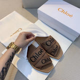 CHL Canvas Logo Ribbon Flat Sandals - Saadstore