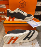 H Bouncing Leather & Fabric Material Sneakers For Men - Saadstore