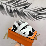 H Leather Electric Slingback Sandals - Saadstore