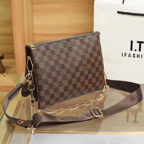 𝐋𝐕 Denim Crossbdy Bag With Chain - Saadstore