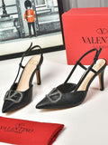 Valentino Vlogo Leather Slingback Pumps - Saadstore