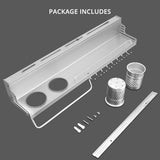 Multifunctional Wall Mount Aluminium Hanging Utensil Display Rack Shelf Organizer for Ladles Spoons Pans Spices Cutlery Cookware with Knife and Hand Towel Holder - Saadstore