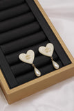 CH - CC Heart Pearl Drop Earrings - Saadstore