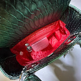 Lady Dior Black Python Silver Diamond Hardware Mini Chain Bag - Saadstore