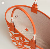 H Steeple Bag In Canvas & Calfskin Leather - Saadstore