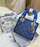 CD Lay Dior Mini Black Satin Strass Cannage Bag - Saadstore