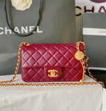 CH Quilted Mini Leather Flap Bag 22cm - Saadstore