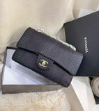 CH Quilted Python Leather Flap Bag 26cm - Saadstore