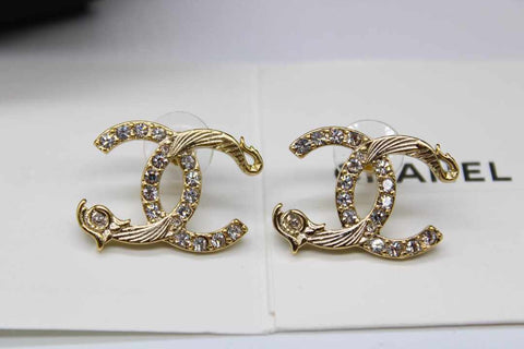 CH - CC Logo Crystal Stud Earrings - Saadstore