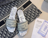 𝐂.𝐃 Dway Embroidered Logo Flat Slippers - Saadstore