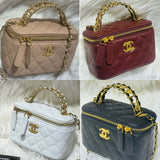 CH Letter Leather CC Vanity Case Bag With Mirror - Saadstore