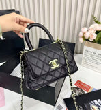 CH Coco Top Handle Small Caviar Leather Bag - Saadstore