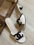 CH CC Logo Lambskin Leather Semi Heels - Saadstore